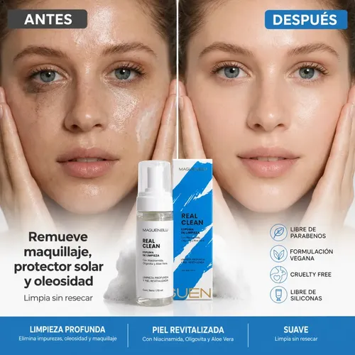 Limpieza Facial Desmaquillante Espuma limpiadora con Niacinamida Aloe Vera Oligovita X175ml