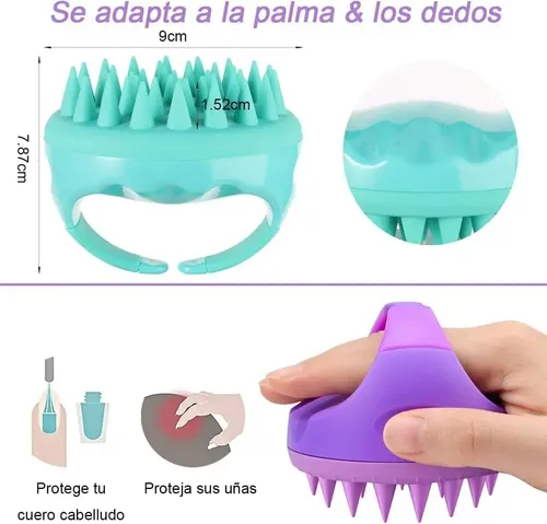 Cepillo Masajeador De Silicona Para Cuero Cabellud Multi-colored