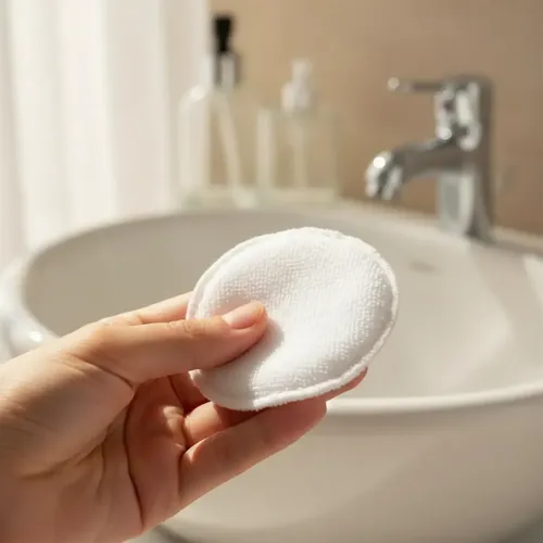 Pad Reutulizable Desmaquillante Tela De Toalla Blanco X1