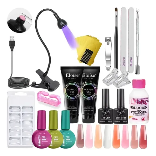 Kit Uñas Esculpida Polygel Esmaltado Semipermanente Completo