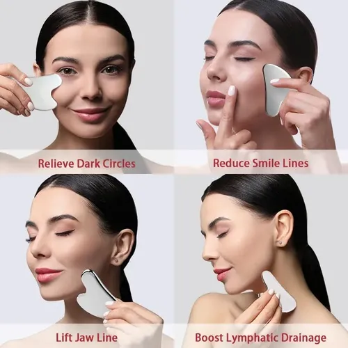 Herramienta Gua Sha Facial Acero Inoxidable Masaje Ojos