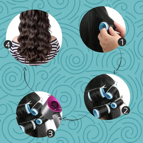 Juego De Rulos De Pelo Autoadherentes De 49 Piezas Con Clips