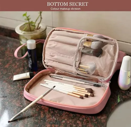 Neceser Grande Impermeable Organizador De Maquillaje Doble