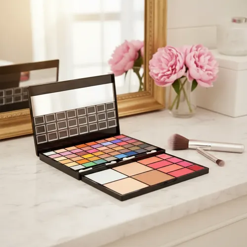 Kit De Maquillaje Completo Paleta Sombras Rubores Labiales