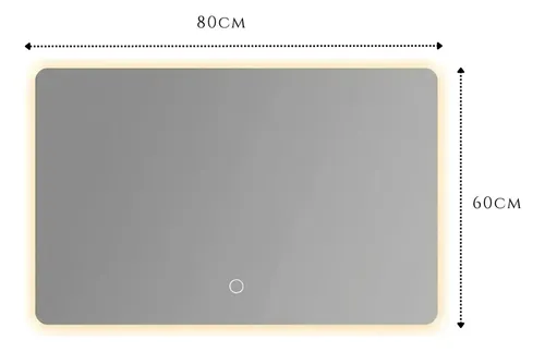 Espejo rectangular de pared LIFE H&D Palermo con luz cálida de 60cm x 80cm fuente marco blanco