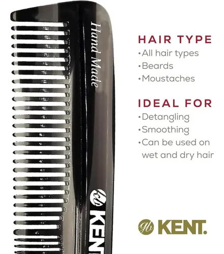 Peine Doble Para Cabello Y Barba Kent R7tg, Grafito