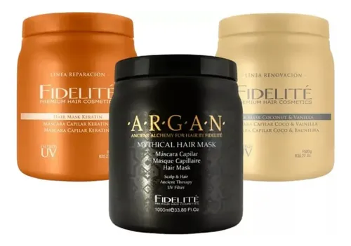 Kit 3 Mascaras Capilares – Argan – Coco – Keratina – X1000g