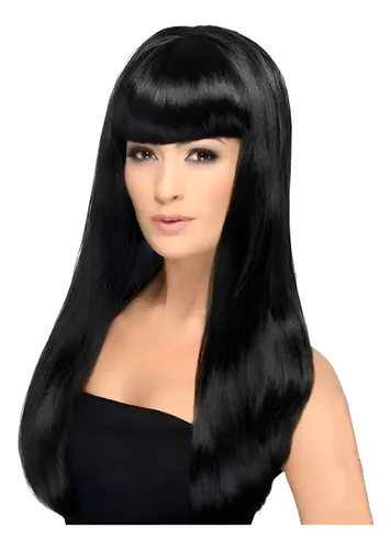 Peluca Larga Lacia Negra Halloween Bruja Deco506 Mala Terror