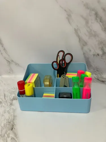 Organizador De Maquillaje Polipropileno Celeste Hants 7 Compartimentos