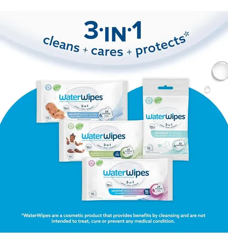 Toallitas Húmedas Waterwipes+ Para Cuerpo E Íntimas, 180