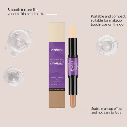 Crema Iluminadora Y Barra De Contorno 2 En 1 De Zephoco