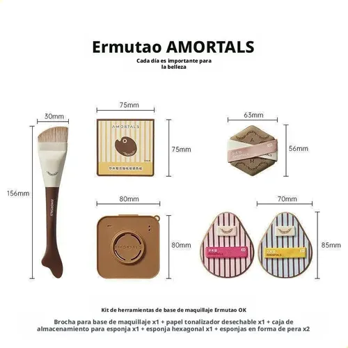 Kit Maquillaje Base 6 Piezas Brocha Esponja Paleta Regalo Ca