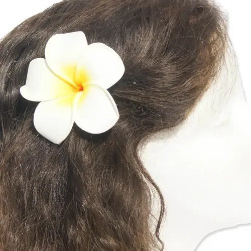 C Pinza For El Pelo Con Flor Plumeria Hawaiana (7 Cm)