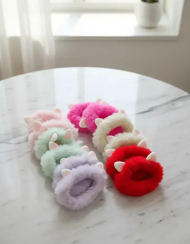 Pack X12 Colitas De Pelo Peluche Orejitas Colores Surtidos