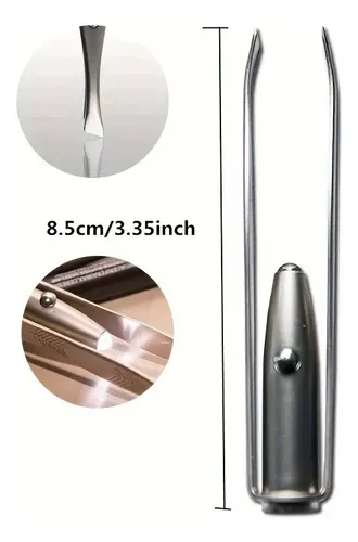 Pinza Led Para Cejas, Herramienta De Precisión De Acero Inox Plateado Liso