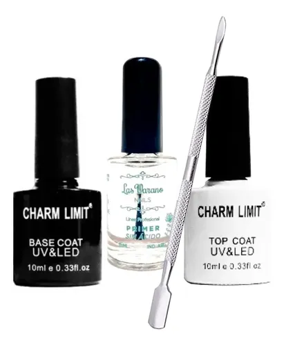 Kit Esmalte Semipermanente Top Coat Base Primer Repujador