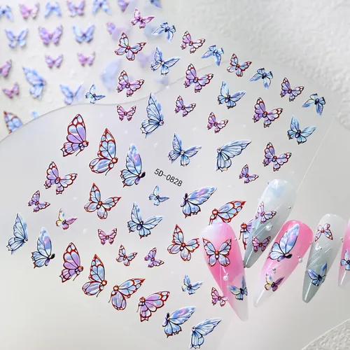 Stickers 5d Para Uñas Hadas Y Mariposas X2
