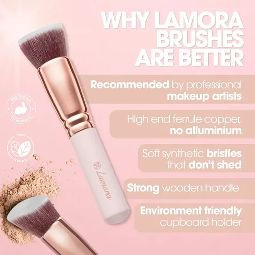 Set Brochas Maquillaje Kabuki Lamora 10 Unid.