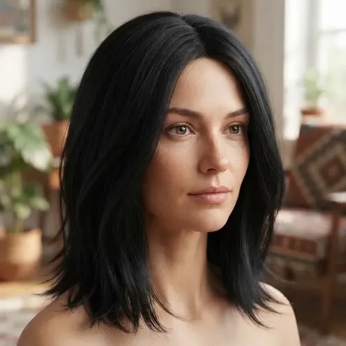 Peluca de cabello sintético Yydsmart Bon de 40cm tono 1 negro con base de tamaño 40 cm