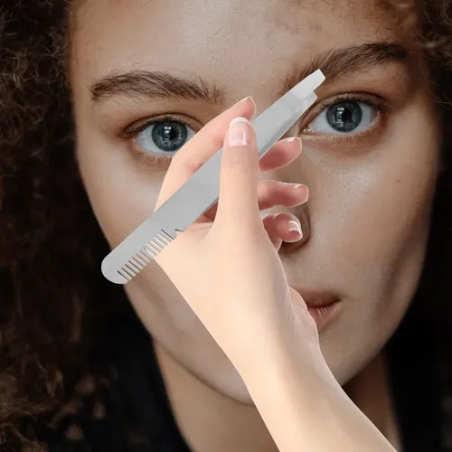 Pinzas De Cejas De Acero Inoxidable Con Punta Inclinada, 4 U