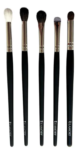 Kit 5 Brochas de Maquillaje para Ojos Glamory Cerdas Suaves Color Negro