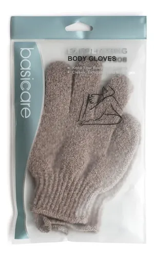 Guantes Exfoliantes Corporales Beige BASICARE Piel Suave Reutilizables