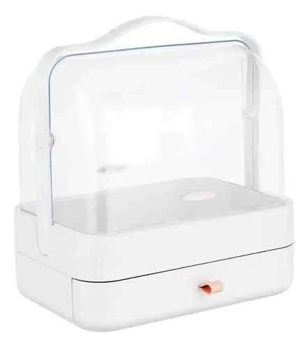 Caja Organizador Transparente Y Blanco Maquillaje Cremas
