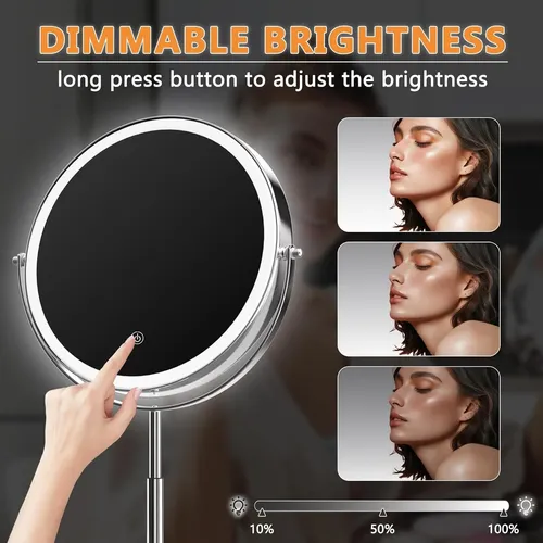 Espejo De Maquillaje Hasipu De 25 Cm Con Luz Y Aumento 10x,