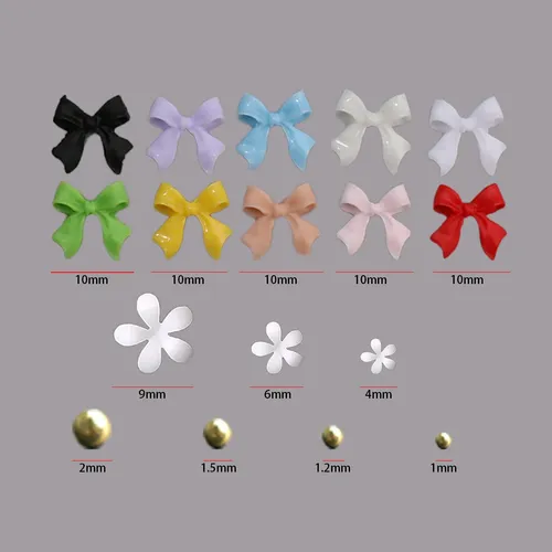 Prima Decoración Uñas 3d Moños Perlas Flores 12 Cuadros