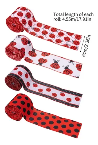 Cinta Labybug Para Fiestas, Lazos Para El Pelo Y Manualidade