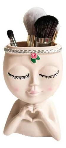 Porta Brochas De Maquillaje Y Maceta Decorativa Figura Chica