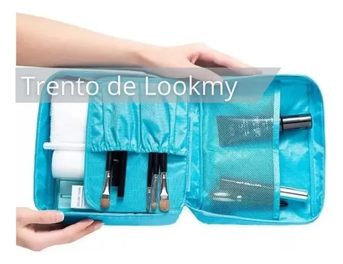Neceser Lookmy porta cosmético celeste | necessaire viaje mujer hombre | organizador valija y cartera | porta maquillaje impermeable e interior lavable | ideal maleta, oficina, gym, avión