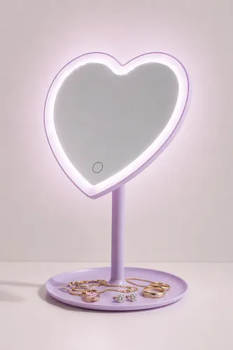 Espejo De Maquillaje De Pie Luz Led Corazon Pila Stnffive