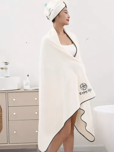 Juego Toalla Grande Y Gorro Absorbente Para Spa Hogar
