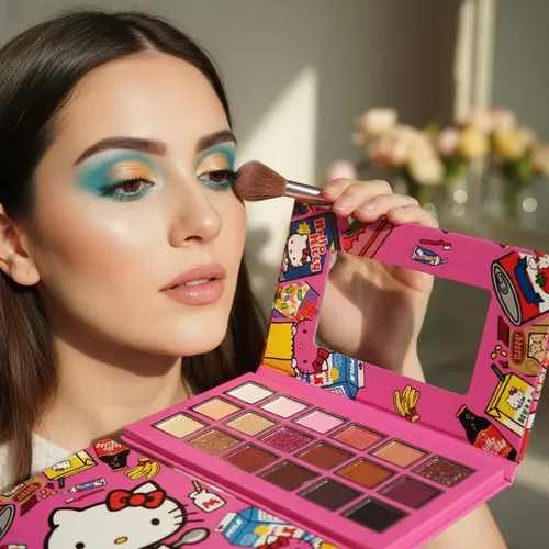 Paleta 18 Sombras De Ojos Combinadas Hello Kitty C/espejo