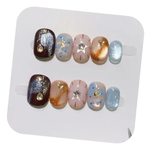 Alta Calidad Parche De Uñas Portátil Vintage Amber Star Dot