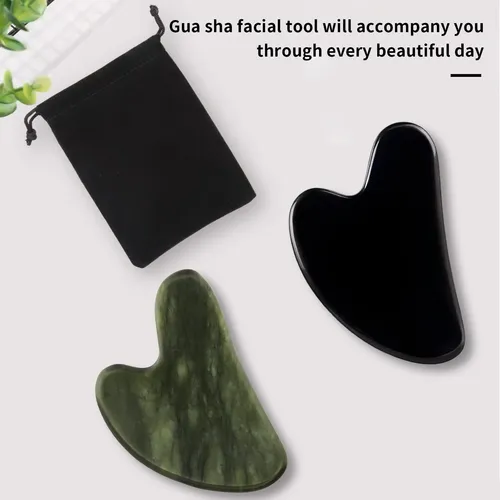 Gua Sha Facial Tools Fuiyoocen Natural Jade, Paquete De 2 Un
