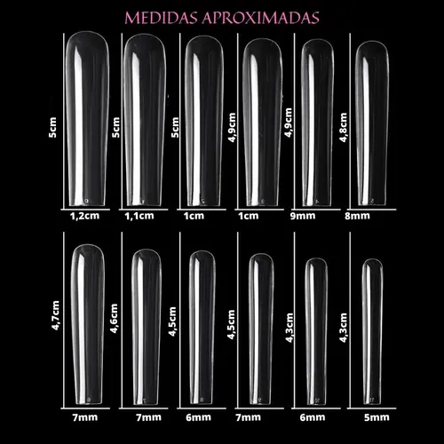 Pack X120 Tips Cuadradas Xxl Soft Gel Transparentes Mely