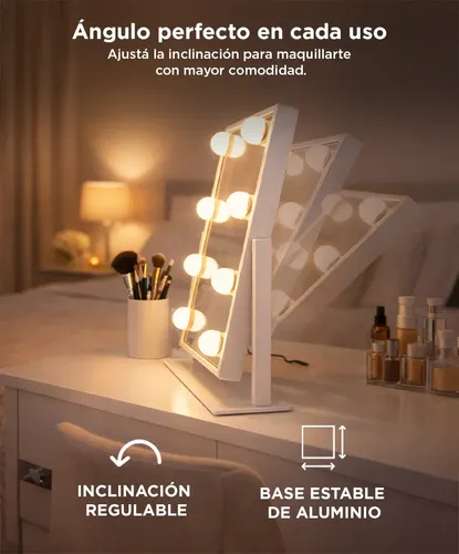 Espejo Para Maquillaje Gadnic Luz Led 3 Modos Táctil Belleza