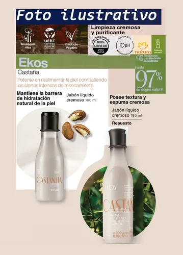 Repuesto Jabon Liq Cremoso Corporal Castaña X2 Ekos Natura