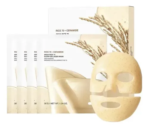 Mascarilla Facial Colágeno Y Ceramidas Arroz 70% Glow 38 Ml