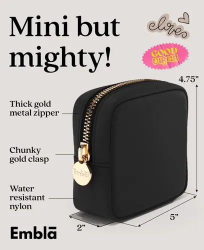 Bolsa De Maquillaje Embla, Bolsa De Nailon Con Cierre, Negra
