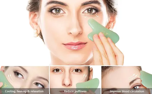 Rodillo Facial Jade Verde Masajeador Drenaje Linfático