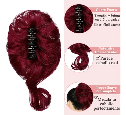 Cxre Moño Postizo Con Clip Garra, Extensión De Cabello Ce