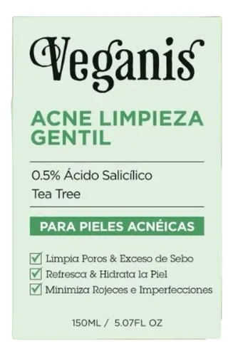Veganis Gel Acne Limpieza Gentil 150 Ml S/tacc Cruelty Free Todas Día/noche