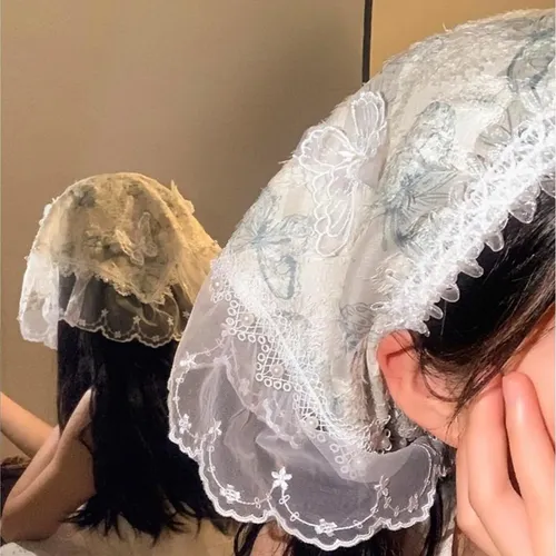Pañuelos De Encaje Con Forma De Mariposa Para La Cabeza,