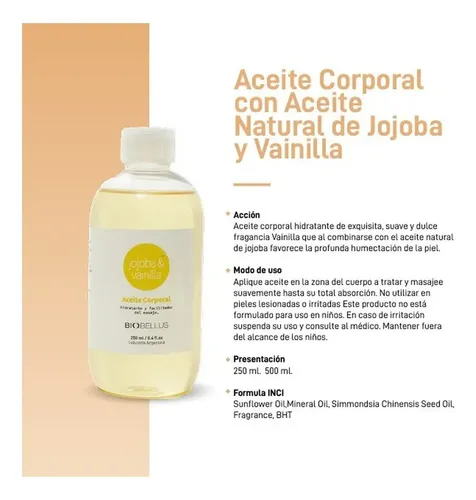Aceite De Jojoba Y Vainilla Corporal Biobellus 500ml