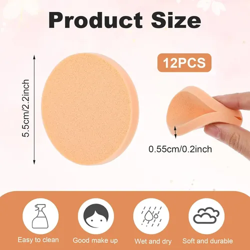 12 Pcs Esponjas De Maquillaje Redondas Para Rostro Esponja..