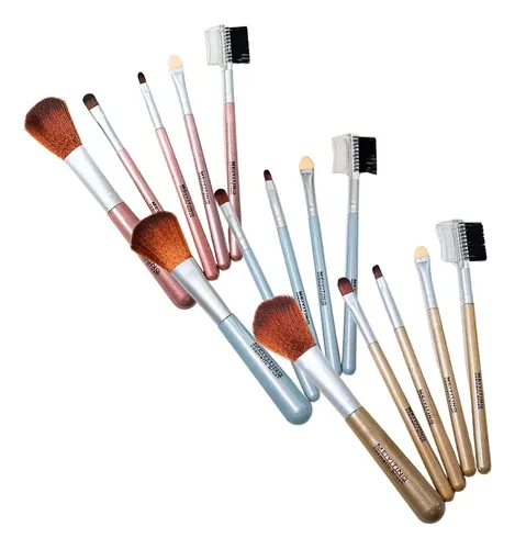 Set X5 Brochas Pinceles Para Maquillaje Profesional Makeup Color Dorado