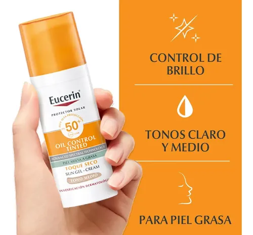 Eucerin Sun Oil Control Protector Solar Facial Tono Medio 50